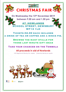 The Howlands Christmas Fair will take place on the 10th November between 9.30am and 2.00pm.